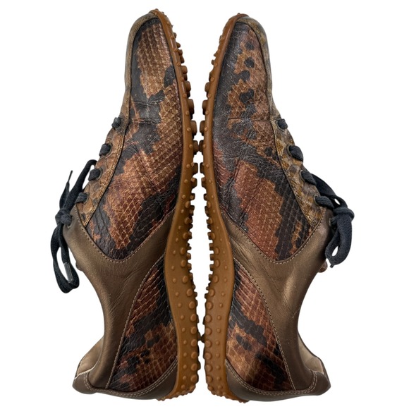 Aerogreen Italy Women Leather Spikeless Golf Shoes Size‎ 8 Gold Snakeskin Luxury - Picture 3 of 16
